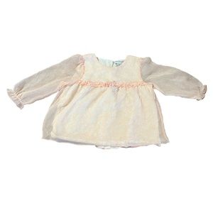Polkatots•Light Pink & White Floral Sheer Top
